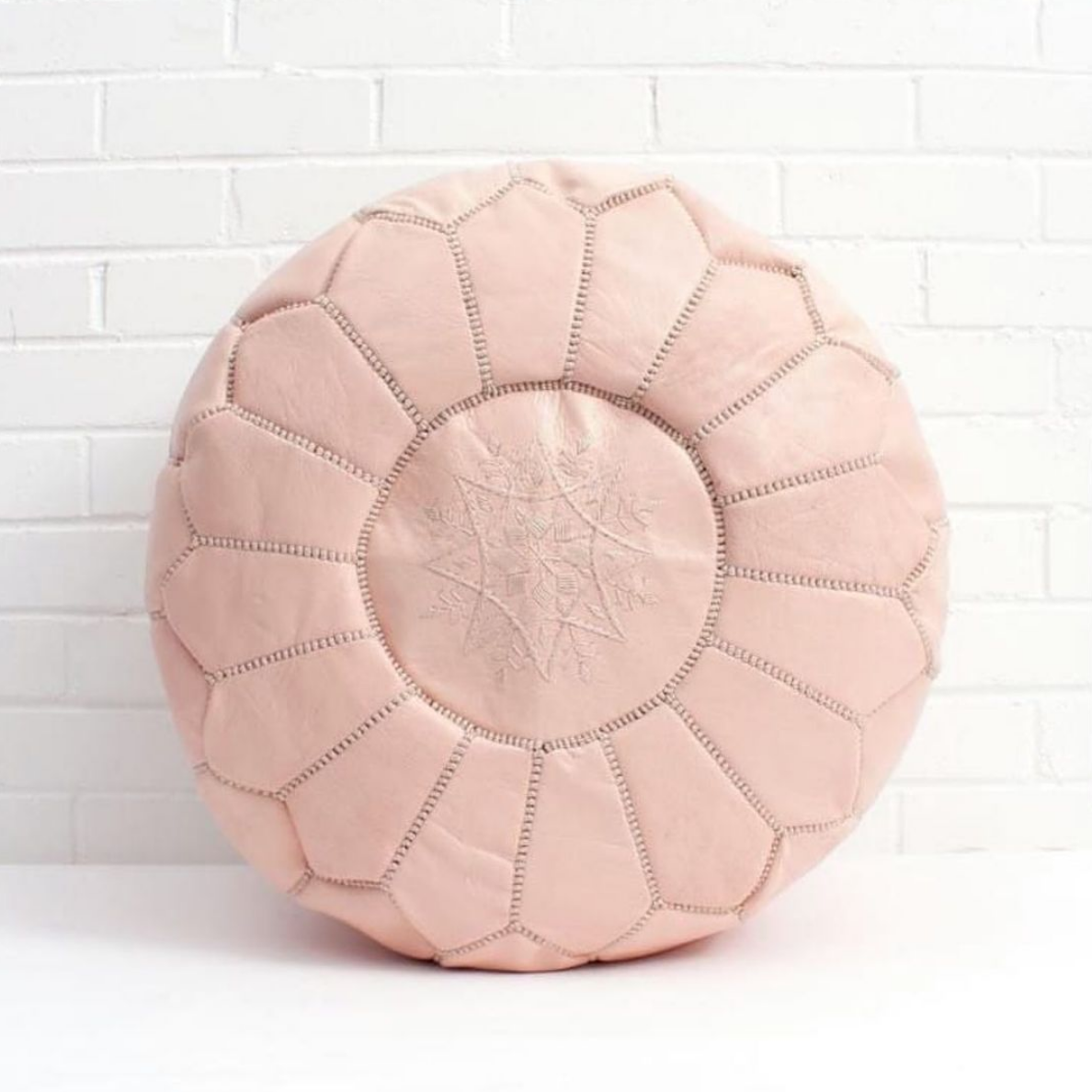 Light best sale leather pouf
