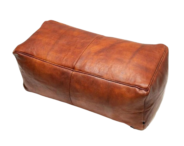 Large Brown Rectangle Leather Moroccan Ottoman Coffee Table