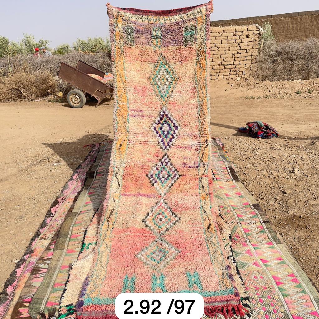 Vintage Moroccan rug runner - Peach Chefchouen