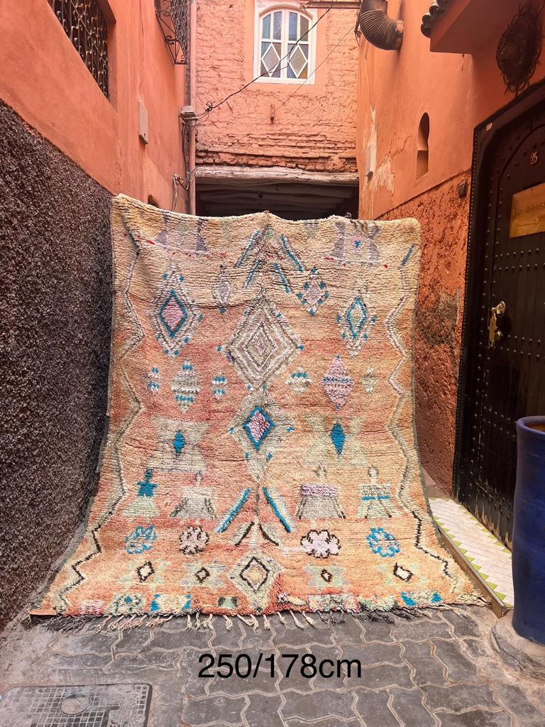 Vintage Moroccan Rug - Peach Azure