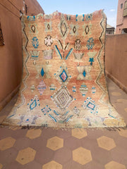 Vintage Moroccan Rug - Peach Azure