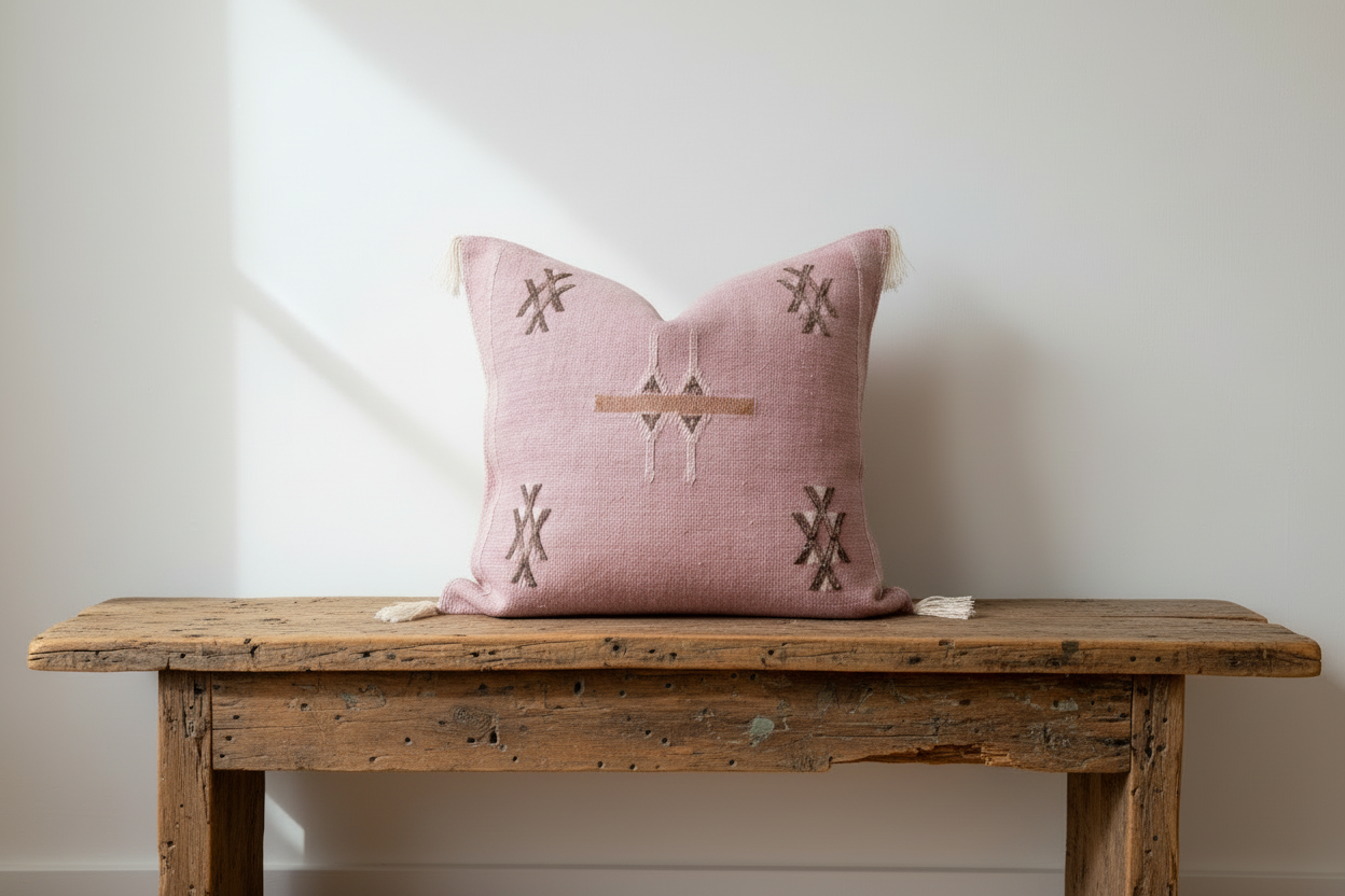 Cactus Silk Cushion Cover Pink