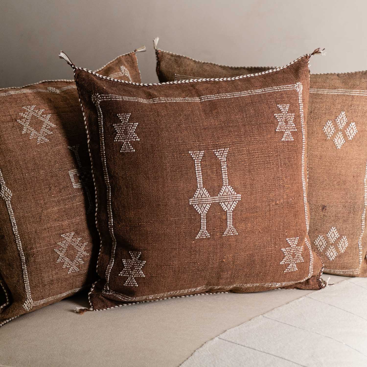 Cactus Silk Cushion Cover Brown