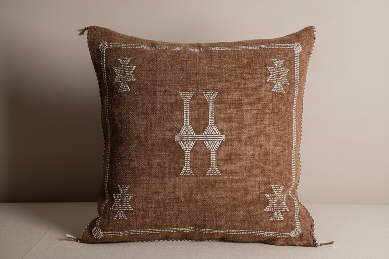 Cactus Silk Cushion Cover Brown