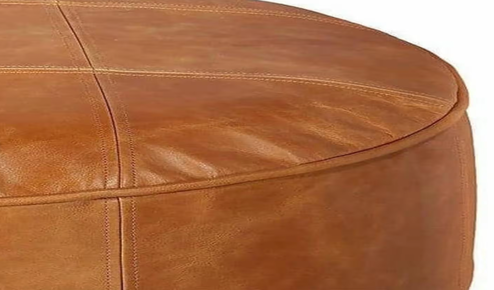 Extra Large Round Moroccan Leather Ottoman