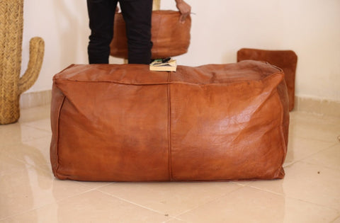 Large Rectangle Leather Ottoman Footstool