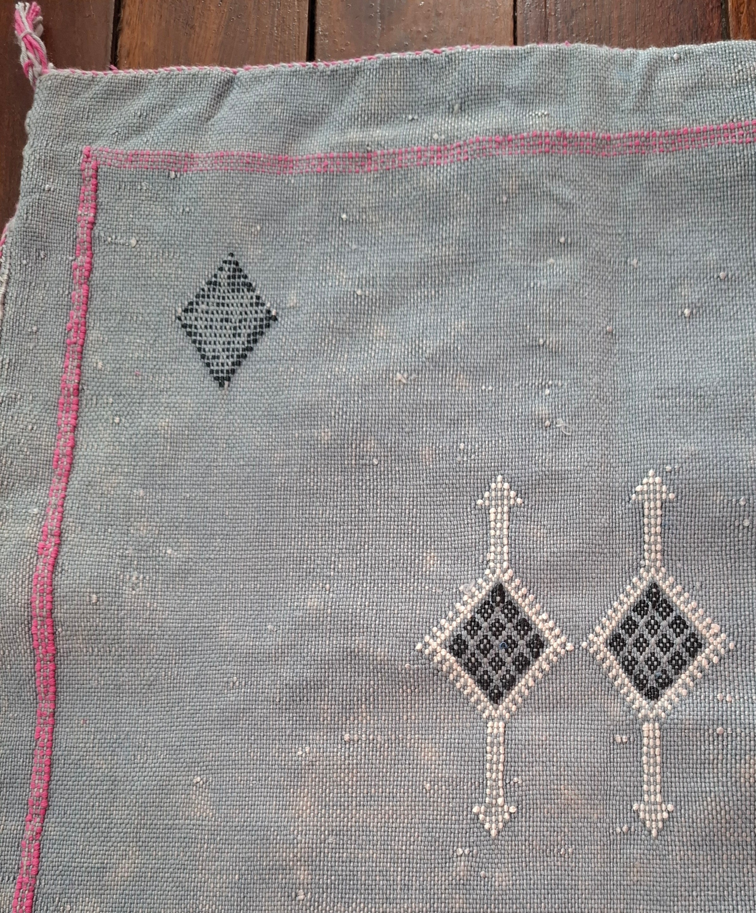 Cactus Silk Cushion Cover Grey Blue