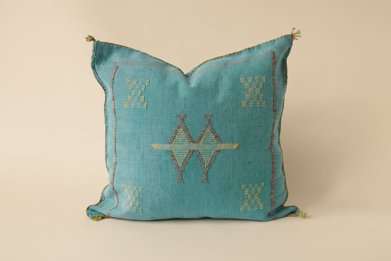 Cactus Silk Cushion Cover Aqua Turquoise