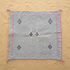 Cactus Silk Cushion Cover Grey Blue