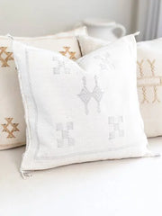 Cactus Silk Cushion Cover White