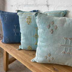 Cactus Silk Cushion Cover Light Blue