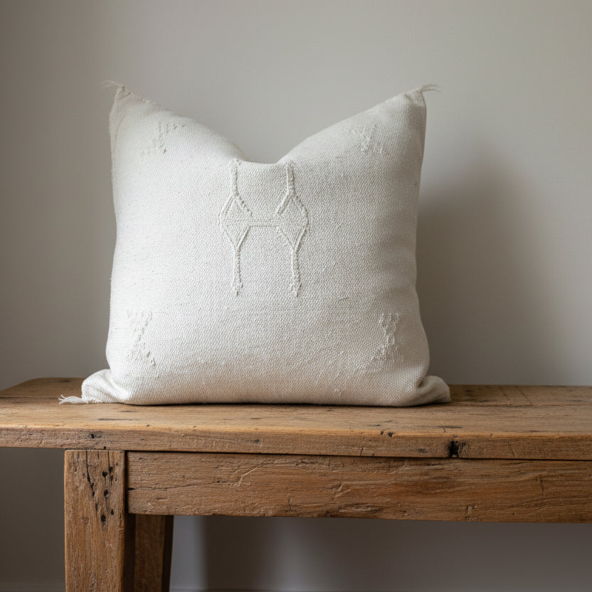 Cactus Silk Cushion Cover White