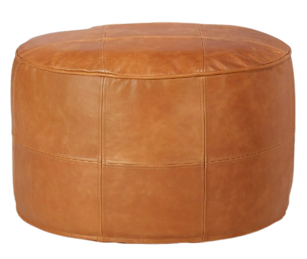 Extra Large Round Moroccan Leather Ottoman