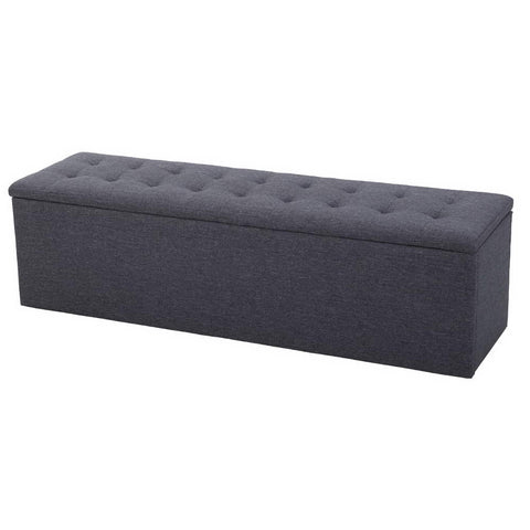 Extra Long Storage Ottoman Bench - Dark Grey