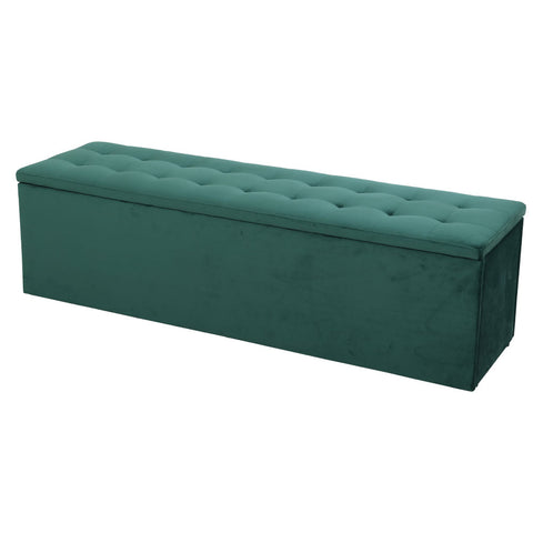 Extra Large Blanket Storage Ottoman for Bedroom - Emerald Green