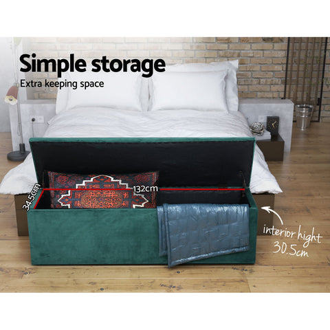 Extra Large Blanket Storage Ottoman for Bedroom - Emerald Green