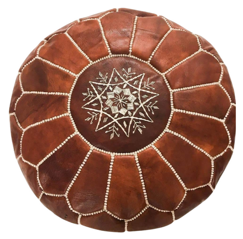 Dark Brown Moroccan Ottoman Pouf Leather