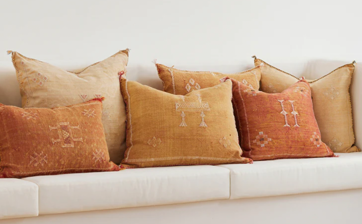 Cactus Silk Cushion Cover Yellow