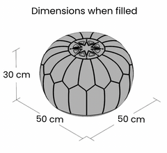 Brown with Dark Brown Embroidery Moroccan Ottoman Pouf Leather