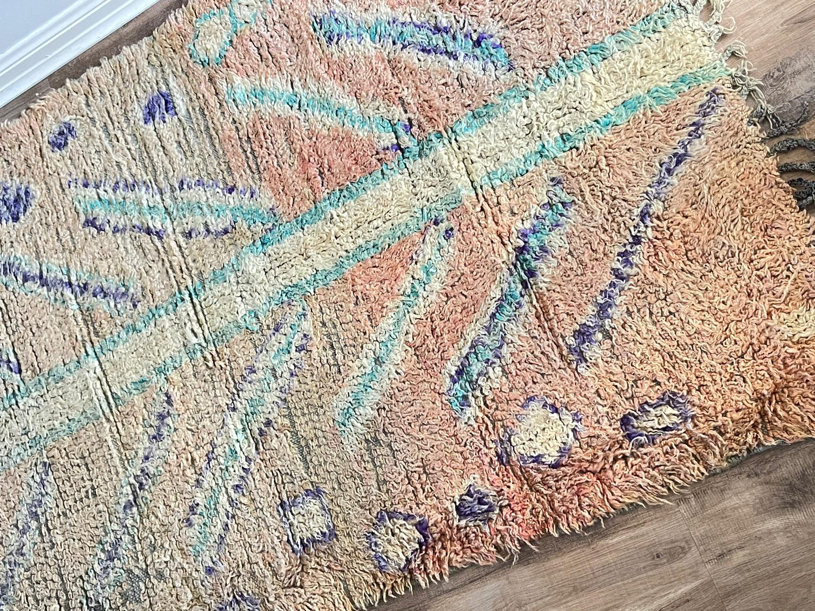 peach vintage boujaad Moroccan rug