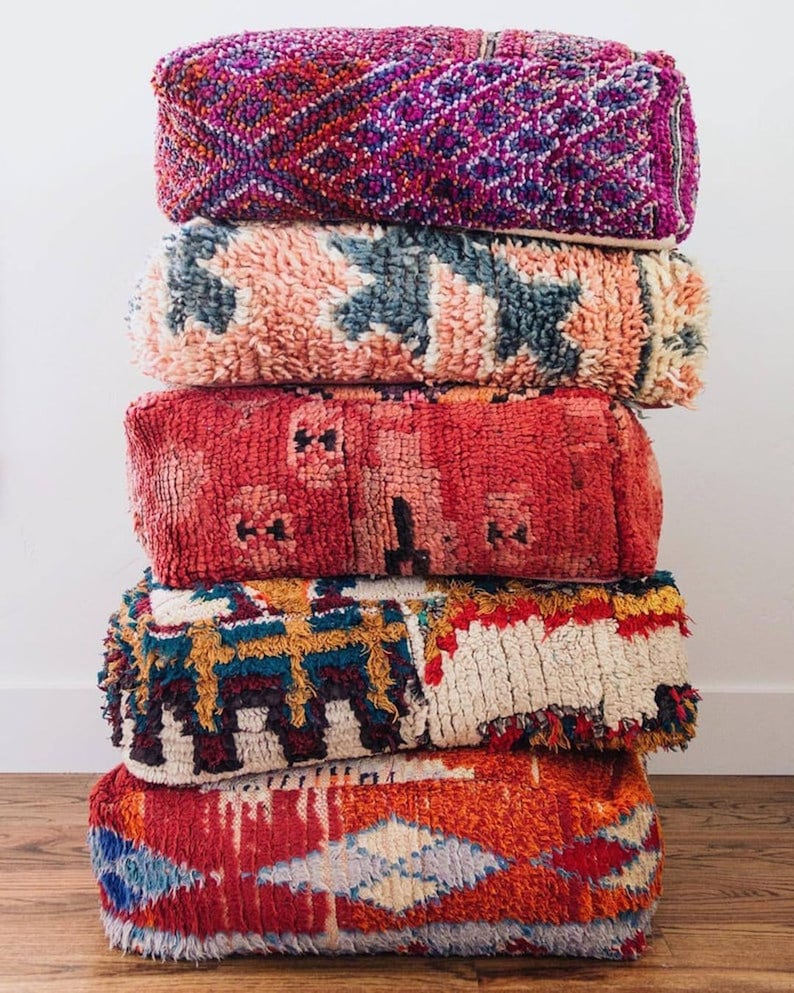 Moroccan Vintage Floor Cushion Pouf Square