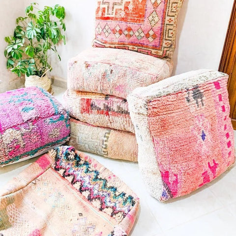 Moroccan Vintage Floor Cushion Pouf Square